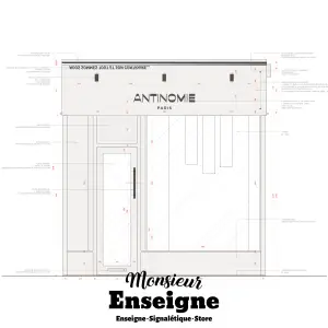 Vue en coupe enseigne Antinomie